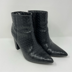 Bellflower-64 Bamboo Black Woven High Heel Boots Size9